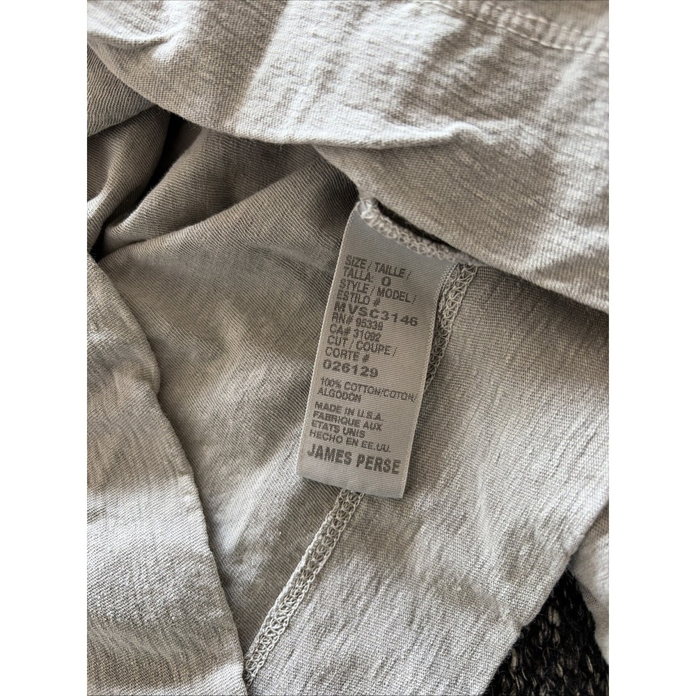 James Perse 0 Standard Crew Neck Long Sleeve Womens Size S Grey Slub Cotton Tee - Picture 7 of 7